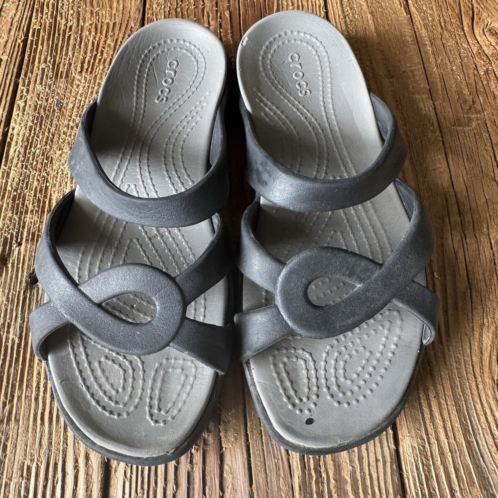 Crocs Meleen Sandals Womens Black and Gray Size 7 Slides